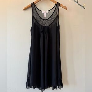 Oscar de la Renta Black Sheer Lace Chiffon Chemise 90’s Vintage size medium